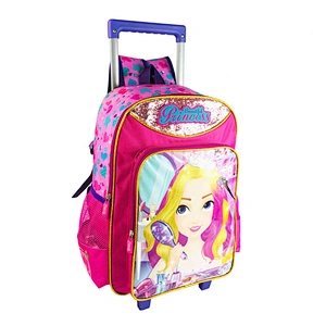 2021 trolley children school bags for girls School+Bags set Fashion Shiny Beautiful Princess trolley bag for kids