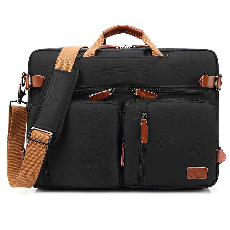 Custom logo oem black brinch branded unisex messenger briefcase  nylon 15.6 inch executive waterproof men laptop backpack bag