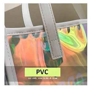 PVC tote jelly handbags with metal hasp closure washable shopping bags