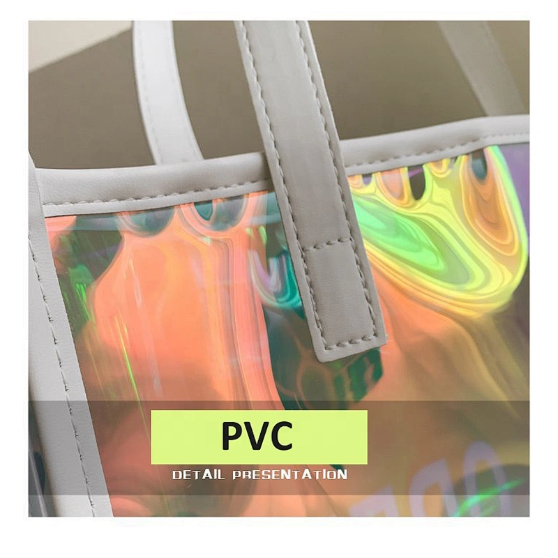 PVC tote jelly handbags with metal hasp closure washable shopping bags