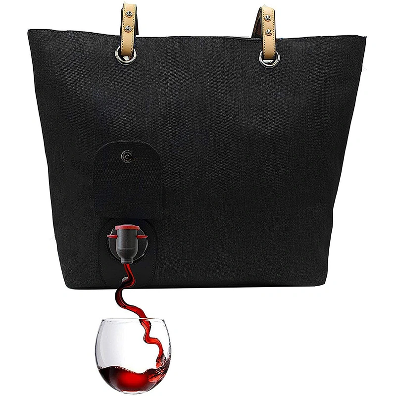 Insulated Wine Cooler Bag For Travel Portable 2 Bottle Gift Bag With Long Adjustable Shoulder Strap for women