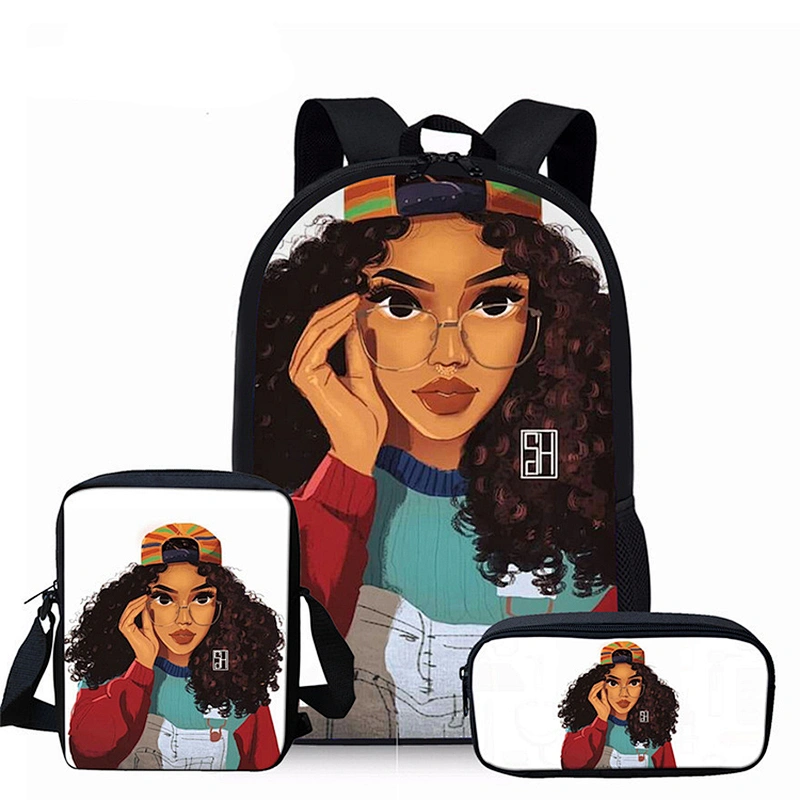 Children 3pcs/set School Bags for Kids Black Art African Girl Printing School Bag Teenagers Shoulder Bagpack Satchel bag