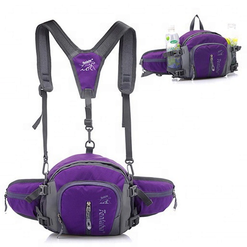 Blue Waterproof Running waist sport bag with Water Bottle Holder canvas cycling Waist Bag Outdoor sports Hiking Waist pack