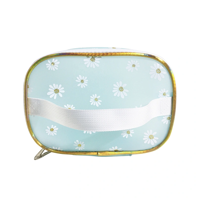 OEM/ODM Waterproof daisy jelly tpu Women handbag Travel Makeup Organizer Cosmetic bag basket Case Bags with handles