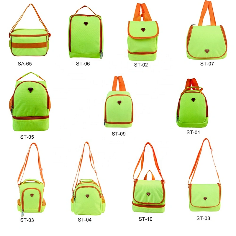 High quality insulated cooler box bags deliver lunch food delivery with custom logo thermal fluorescent green fabric for kids