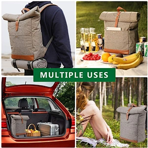 Designer Insulation waterproof Wine Bottle Bags Picnic Backpack cooler bags with Cooler Compartment Classic Insulated Bag