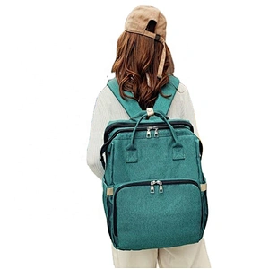 2020 New Portable Folding Crib Mummy Bag Multifunctional Fashionable Large Capacity Outing Burden-Reducing Diaper Bag Backpack