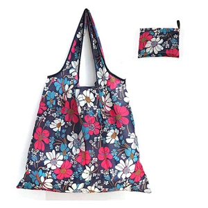 2020 Custom  Eco Friendly Easy Carry Reusable Foldable Pocket Tote Grocery Bag Folding Shopping Bags
