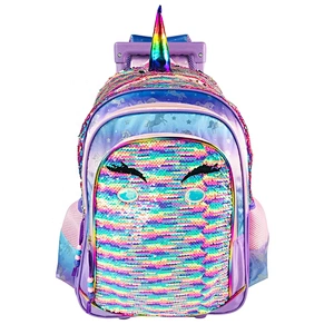 3-6 Grades Unicorn School Bags Kids Travel Rolling Luggage children's Trolley Girls Backpack Child Sequin Book Bag