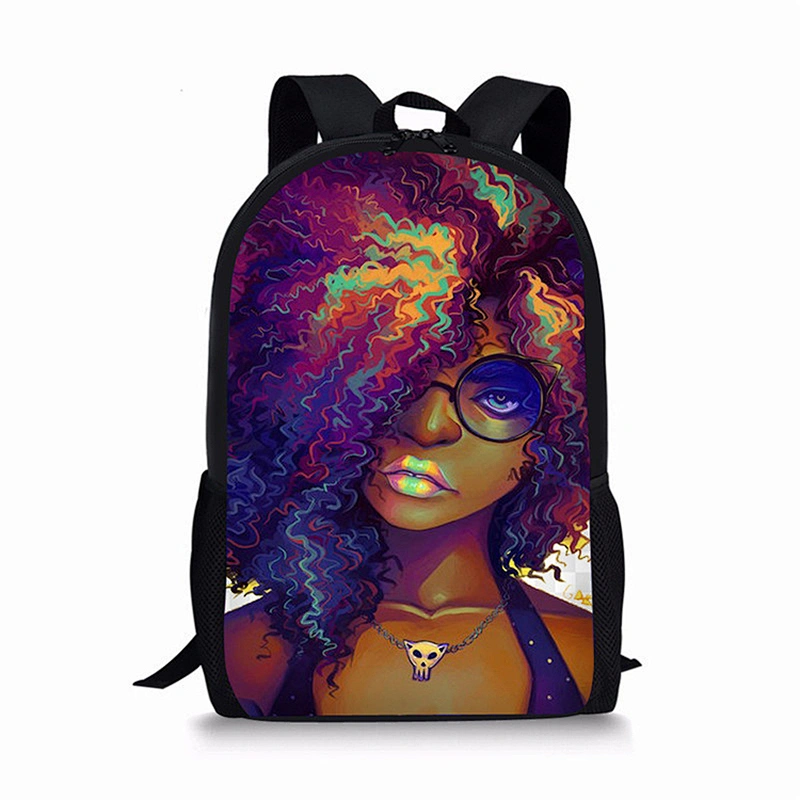 Custom black skin Backpack for African girls' primary school students  digital 3D printed backpack for children