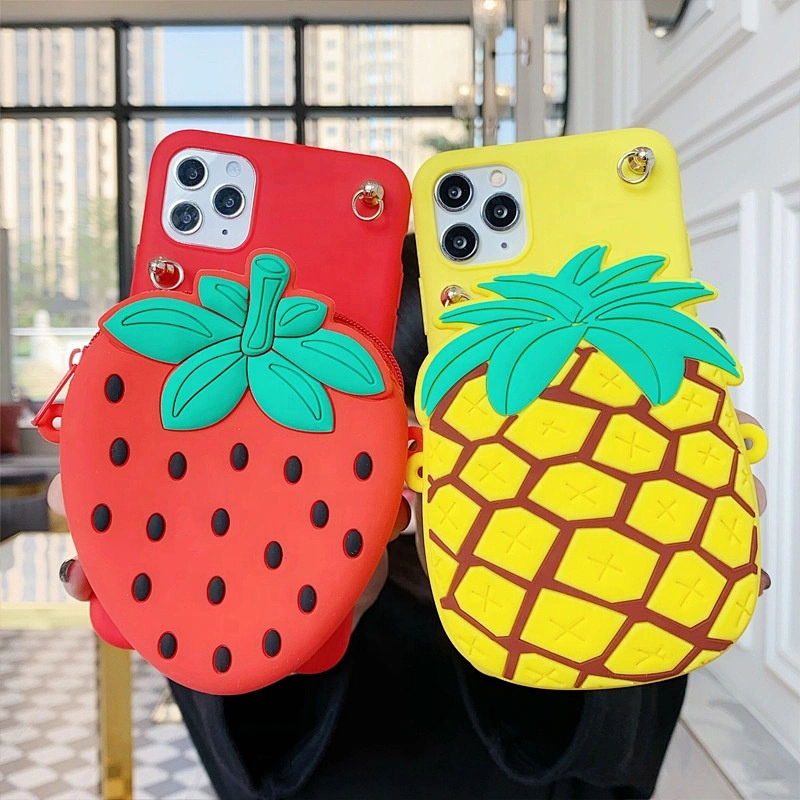 Waterproof cute cartoon girl women Silica Gel soft silicone rubber wallet pouch case coin purse mini purse with crossbody strap