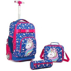 2020 high quality School Trolley Bag Set 18 inch Kid cartoon School Bags three-piece Trolley Bag Set