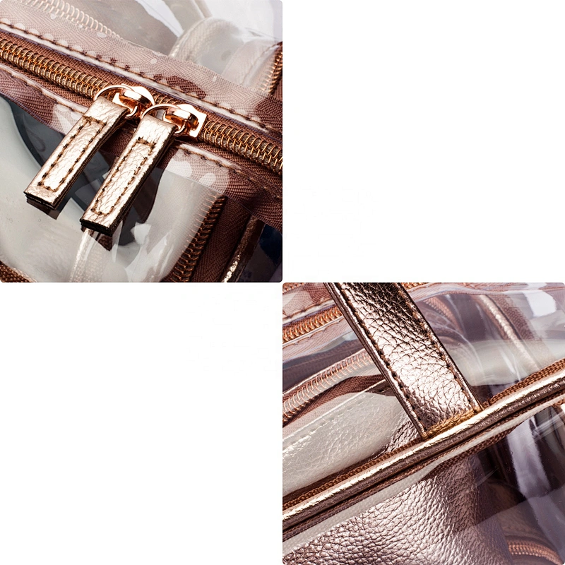waterproof holographic 5 in 1 Portable Carry on Travel Toiletry Bag Clear PVC pouch Makeup bag cosmetic storager