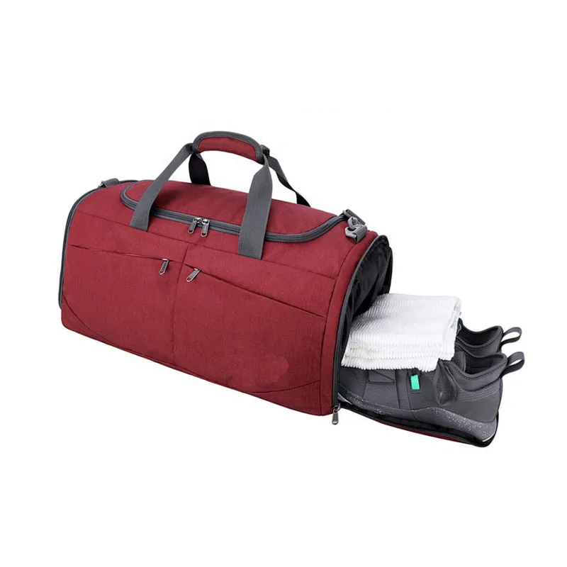 Wholesale custom low moq vintage canvas PU leather trim tote shoulder bag mens weekend duffel travel bags