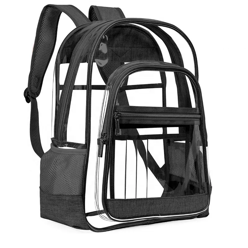 Clear Backpack with Cosmetic Bag Transparent PVC Backpack See Through School Bookbag  Fit 15.6 Inch Laptop