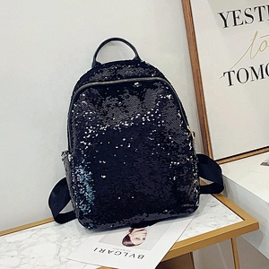 Sequins sequence patchwork bling PU women girls travel stylish school  gym books  backpack