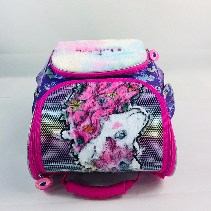 2020 Trendy Unicorn design Plush fabrics fashion EVA hard kids backpack bag school backpack bag for teenage girls