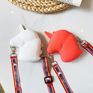Waterproof cute cartoon girl women Silica Gel soft silicone rubber wallet pouch case coin purse mini purse with crossbody strap