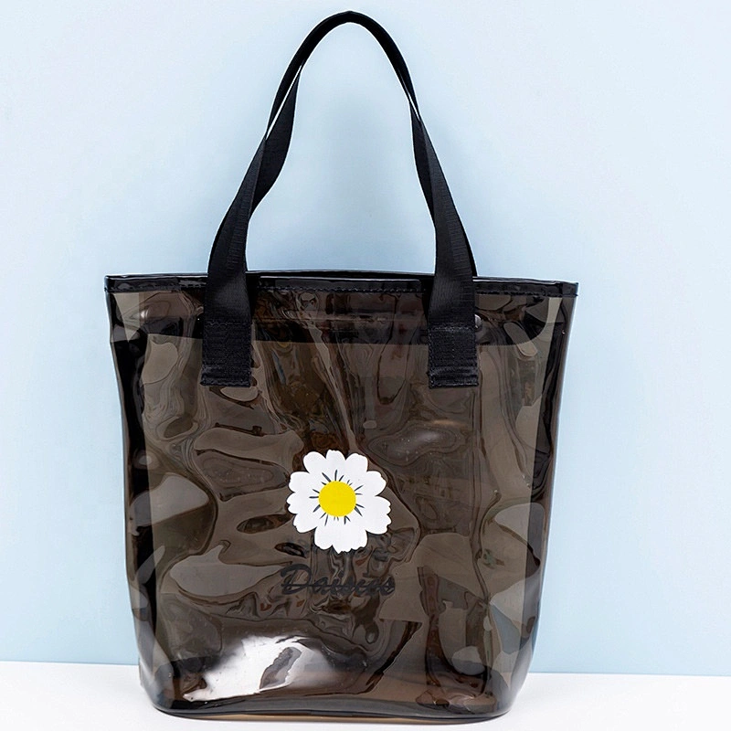 Wholesale Hot sale jelly shoulder bag with insert pouch large shopping tote PVC clear vinyl purse women beach bag shopping bag