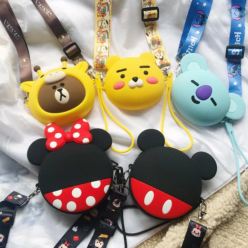 2020 Summer jelly bag cartoon silicone cute Shoulder Messenger Bag Mini mobile phone bag