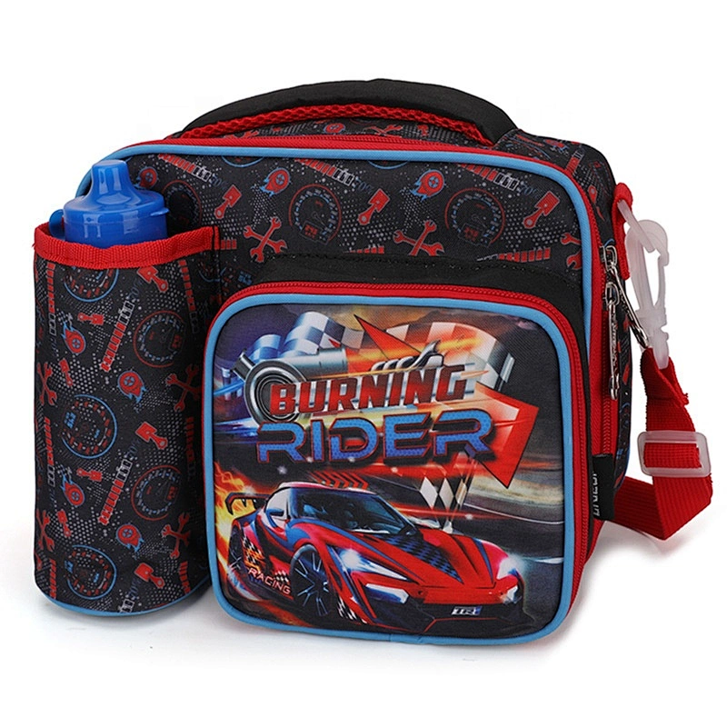 New design waterproof full printing glitter two layers U shape open top carry lunch bag for girls picnic cooler bags