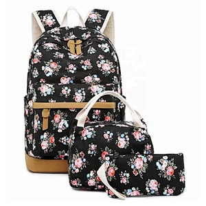 Popular Factory Price 3pcs set Flower pattern Book bags children school bag kids backpack for girls