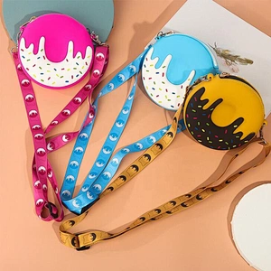 Wholesale silicone zipper bag coin purse mini cross body shoulder messenger bag cartoon bag for girls