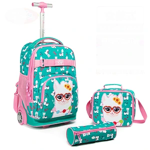 2020 high quality School Trolley Bag Set 18 inch Kid cartoon School Bags three-piece Trolley Bag Set