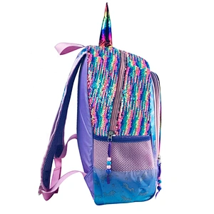 wholesale latest unicorn school bags for young girls school bag new models for kids with sparkling sequin in rainbow color