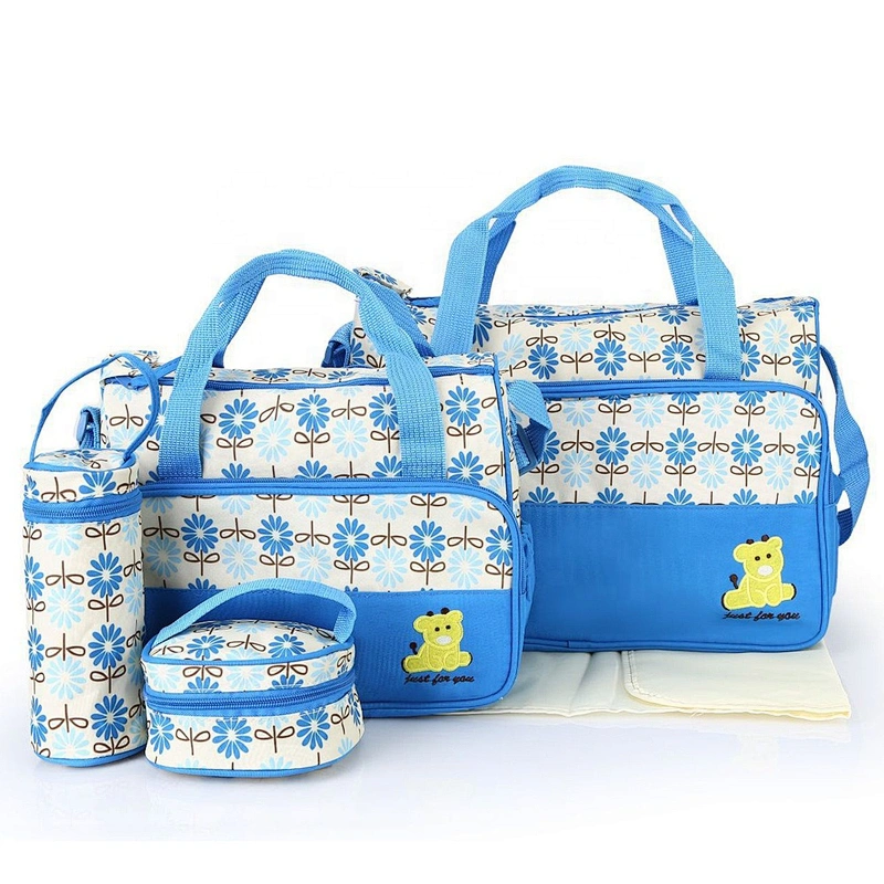 Low MOQ Multi-function New Five-piece Set Combination of Mammy Bag Baby Bags Set Mummy Custom Diaper Bag Set