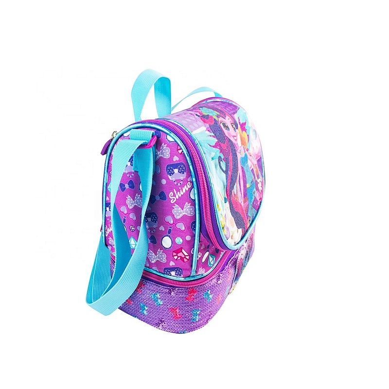 Fashionable customized high quality colorful promotional cooler basket cartoon pattern insulated lunch cooler bag