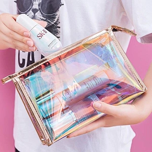 Hot Sale Laser  transparent TPU Organizer Pouches Tote Travel Toiletry Bags Transparent PVC Travel Storage Cosmetic Bag