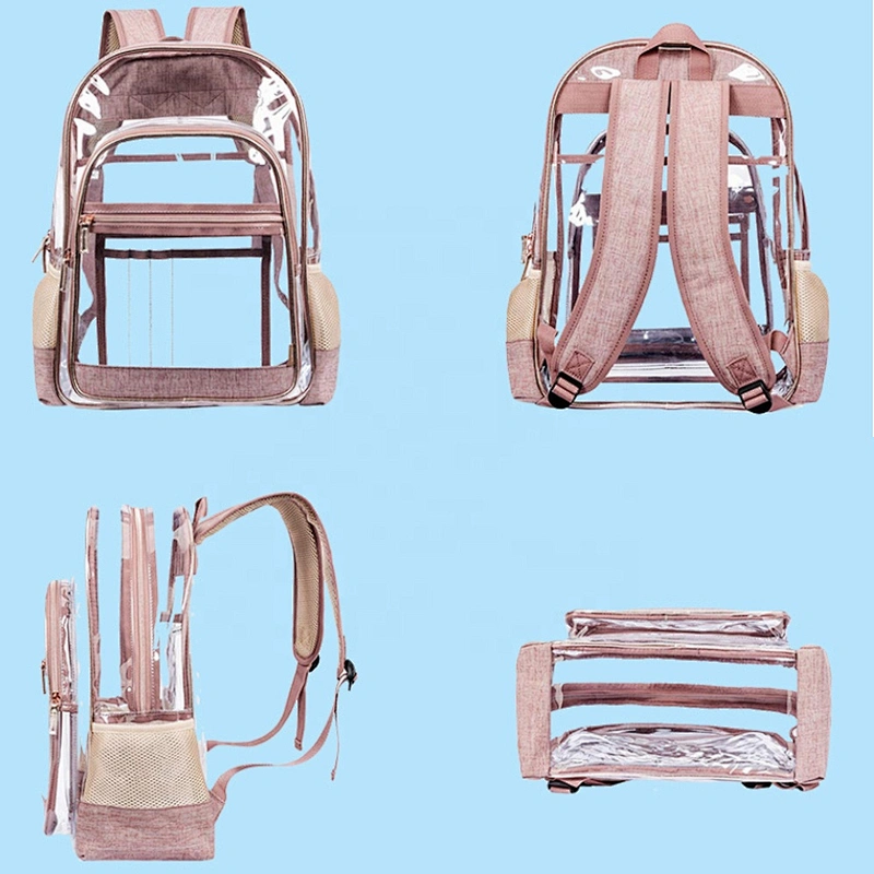 New Fashion Large Capacity Durable Adjustable Shoulder Strap Transparent School Bag PVC Clear Backpack Heavy Duty