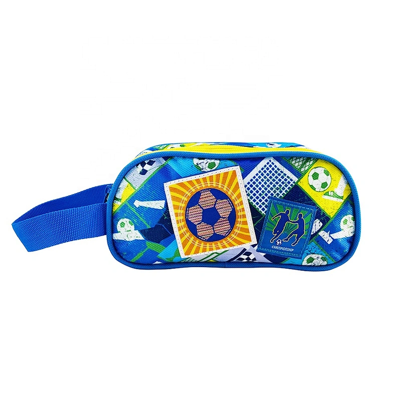 wholesale hot sell Cute Simple melange soccer students Packing cute kids School Office Pencil Pouch Case Bag for school boy