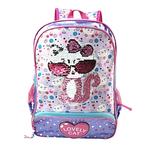 2020 New design Wholesale customized Fashionable primary student small  girls school bag girl shiny sequin bags for kids school