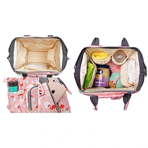 New Fashion Multi-Function Flamingo Print Waterproof Diaper Bag Backpack Large Capacity Mum Traveling Bags