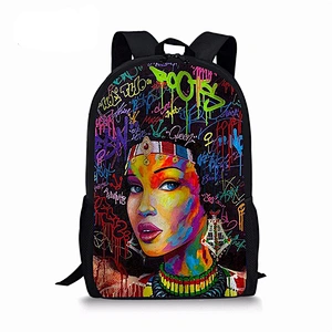 Customization  New African lady student backpack personalized fashion satchel for children African art backpack for children