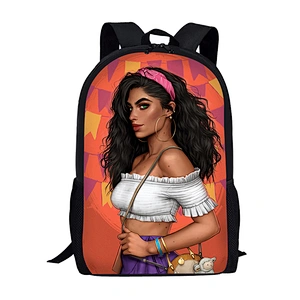 Customized African girls Backpack a cartoon black girl on backpack for children