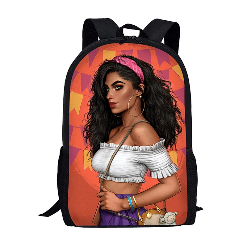 Customized African girls Backpack a cartoon black girl on backpack for children