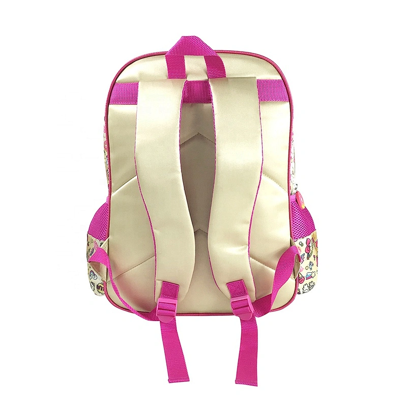 Popular factory high quality student backpack golden backpack leather children school bags for girls kids with fantasy fabric