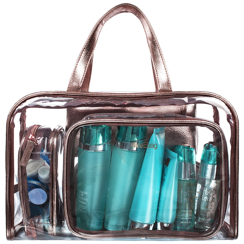 Woman Custom Waterproof Pouch Clear Makeup Case Beauty Bag With Compartments