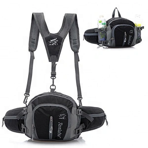 Blue Waterproof Running waist sport bag with Water Bottle Holder canvas cycling Waist Bag Outdoor sports Hiking Waist pack