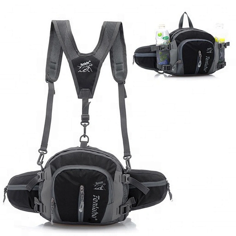 Blue Waterproof Running waist sport bag with Water Bottle Holder canvas cycling Waist Bag Outdoor sports Hiking Waist pack