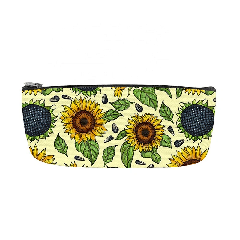 Pencil Case Floral Flower Sunflower Pattern Pencil Bag Pen Zipper Bag Pouch Organiser Makeup Brush Bag for Girls Stationery