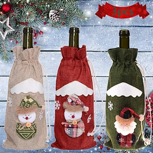 Merry Christmas Decor Wine Bottle cover Home Santa Bottle Bag Christmas Ornaments Navidad Xmas Decor Wine Bottle Cover