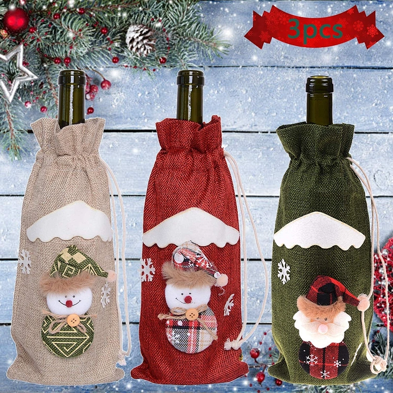Merry Christmas Decor Wine Bottle cover Home Santa Bottle Bag Christmas Ornaments Navidad Xmas Decor Wine Bottle Cover