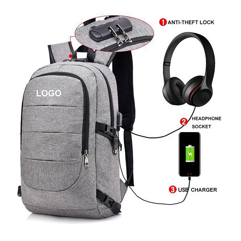 2020 New Arrival OEM Custom Slim Waterproof Men Women Travel School Business Laptop Anti-theft Backpack With USB Charging Port