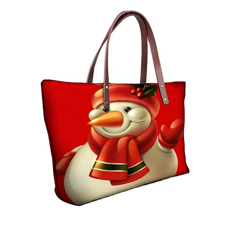 Christmas print women's satchel shopping bags shoulder bags