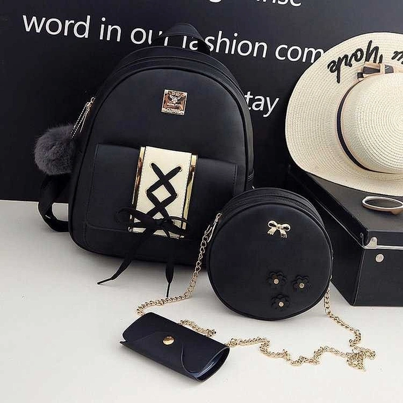 3 in 1 hit color message bag with high quality  metal accessory school bag travel backpack