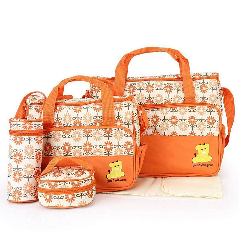 Low MOQ Multi-function New Five-piece Set Combination of Mammy Bag Baby Bags Set Mummy Custom Diaper Bag Set
